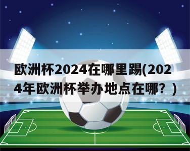 欧洲杯2024在哪里踢(2024年欧洲杯举办地点在哪？)